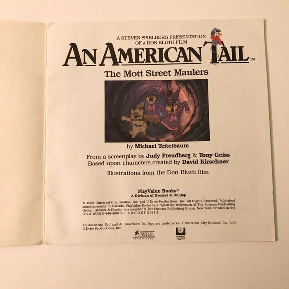 Vintage 1986 Lot of 2 An American Tail  Books Little Lost Fievel The Moss Street - Picture 4 of 16